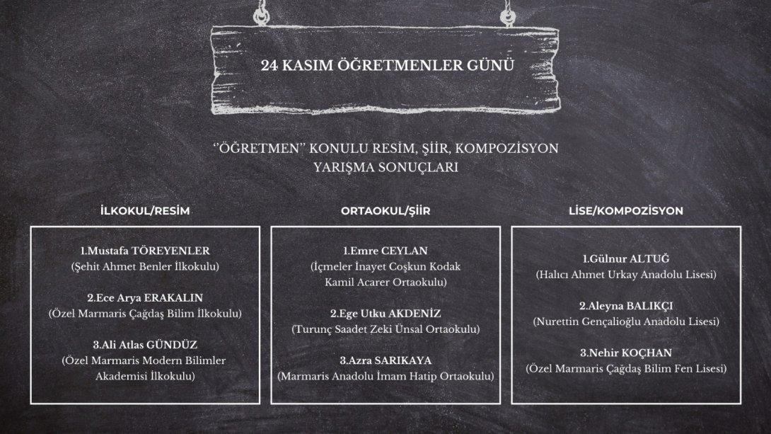 24 KASIM ÖĞRETMENLER GÜNÜ YARIŞMA SONUÇLARI AÇIKLANDI